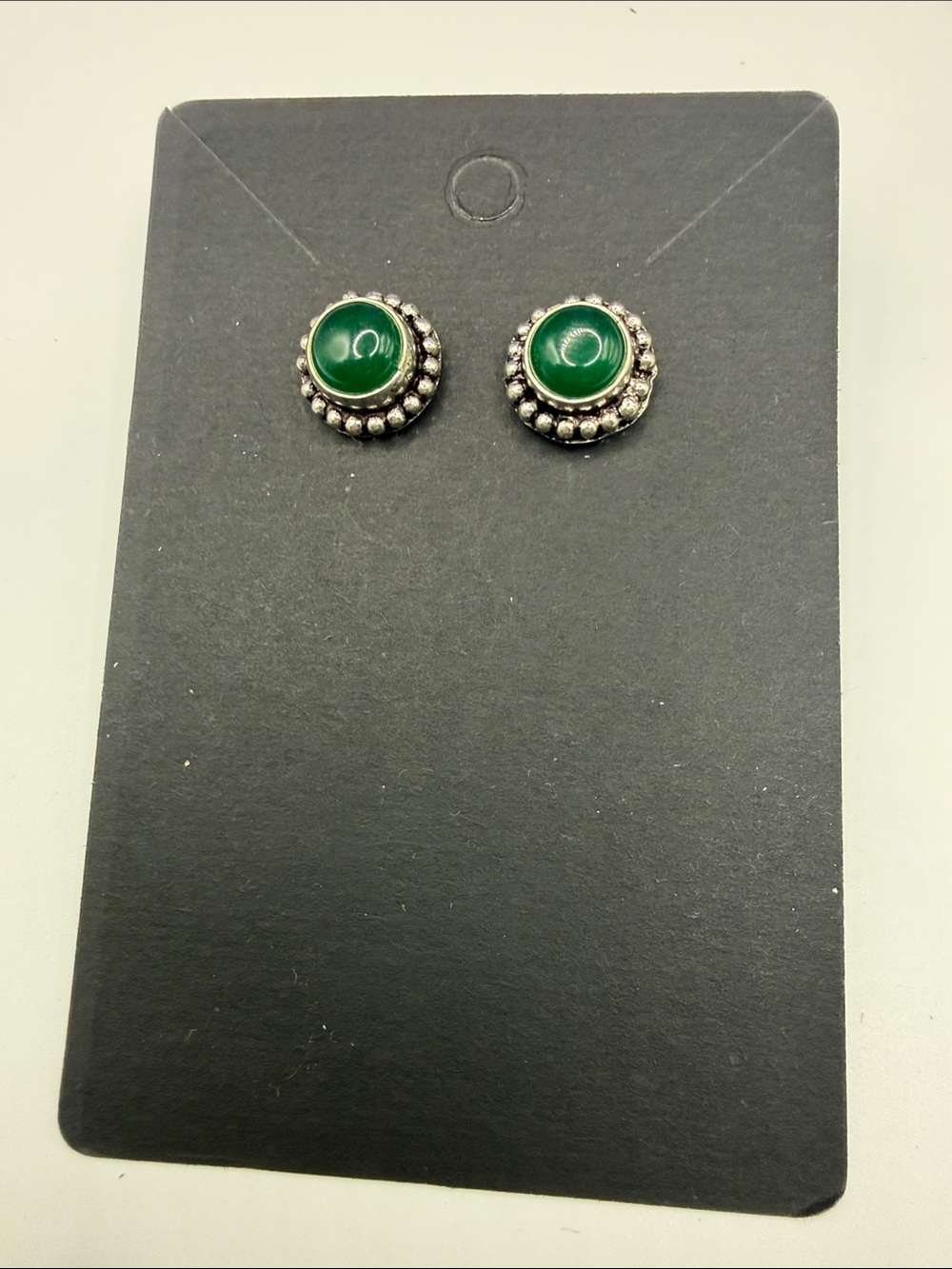 Green Cabochon Halo Stud Earrings - Women's Jewelry